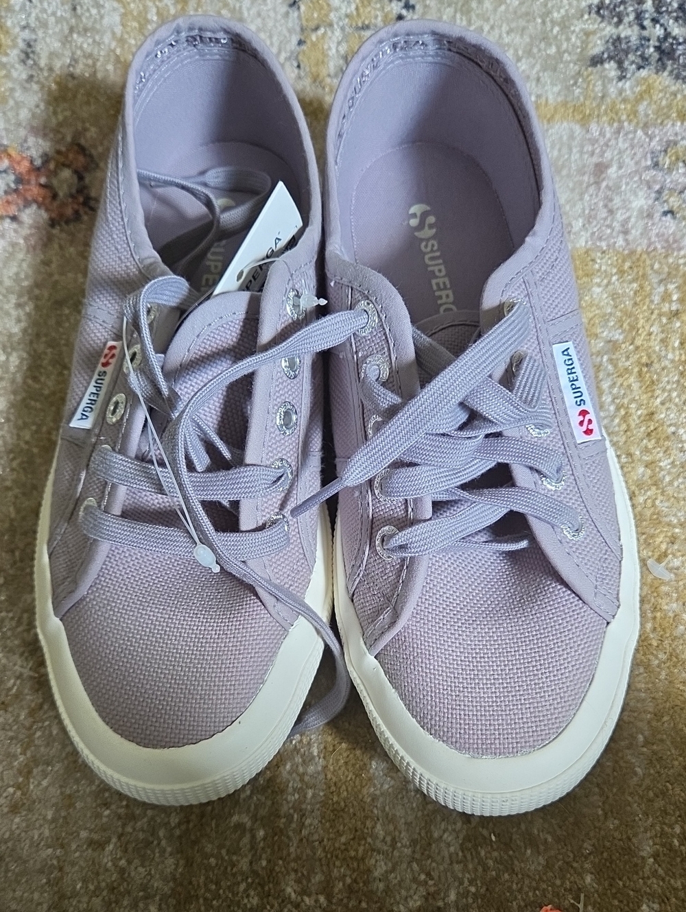 Superga Gray Canvas Low-Top Sneakers with Cream Sole
